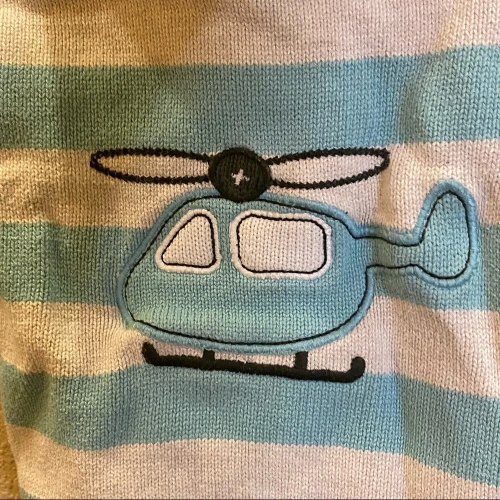 Gymboree Hooded sweater helicopter blue‎ and light grey 12-18 months full zip